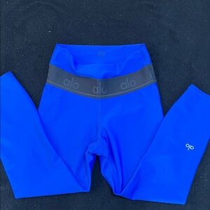 ALO Yoga women Royal Blue High-Waist Leggings with Black Waistband